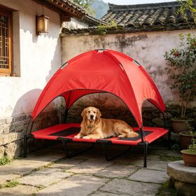RED Elevated Portable Dog Cot Cooling 48" x 36" Pet Bed with UV Protection Canopy Shade RED Elevated Portable Dog Cot Cooling 48" x 36" Pet Bed with UV Protection Canopy Shade
